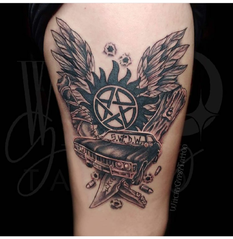 supernatural tattoo with wings