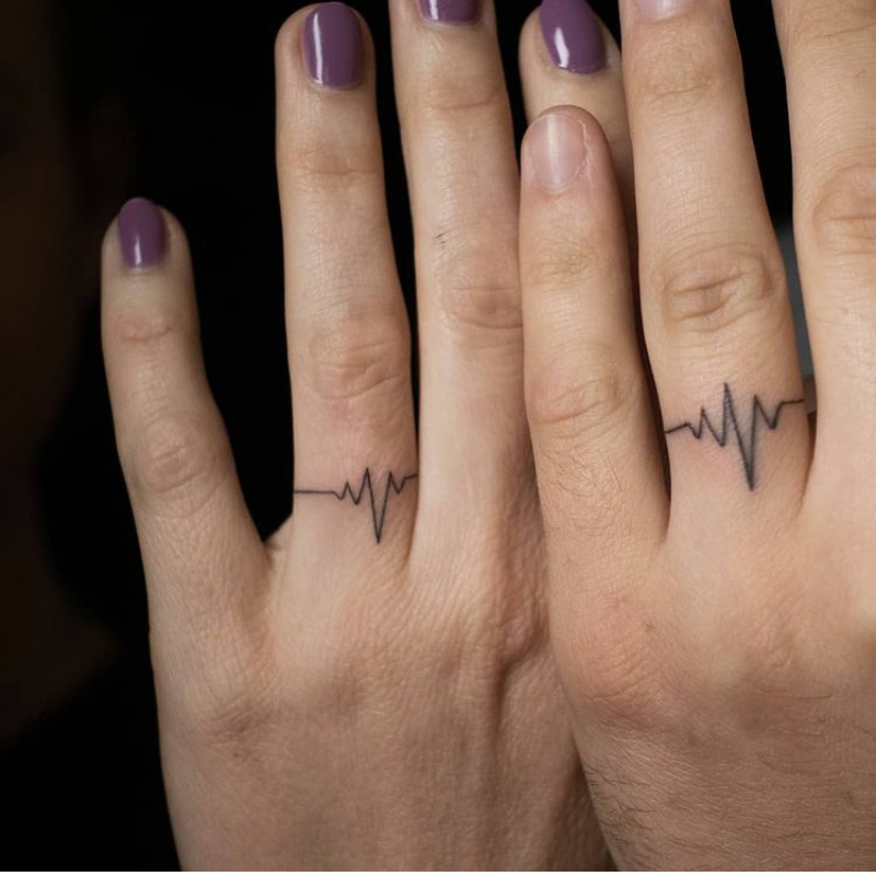 heartbeat tattoo - ring tattoo