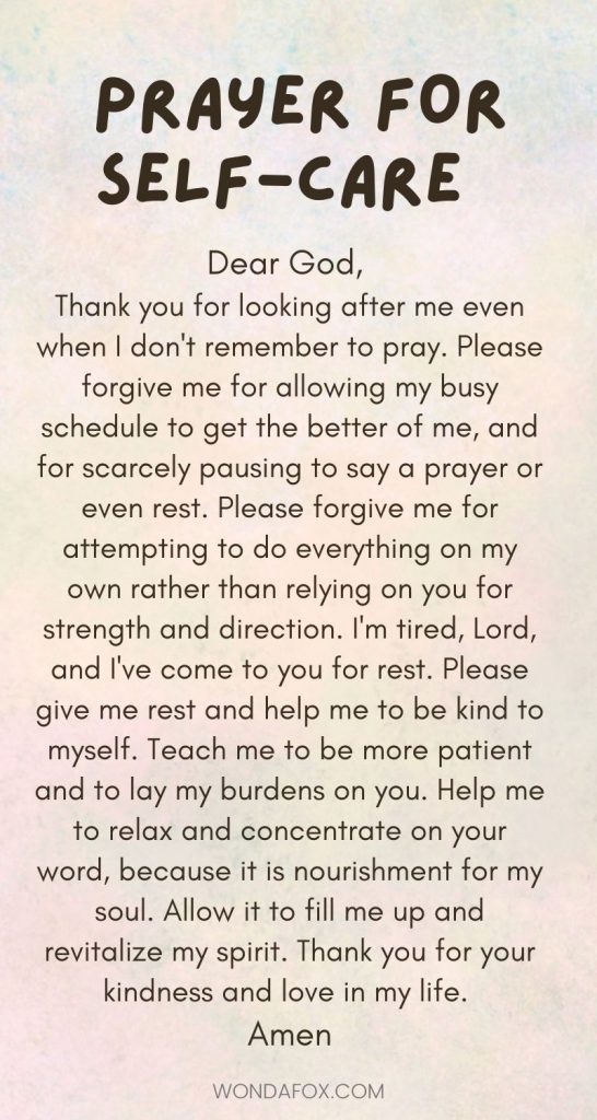  Prayer for self care 