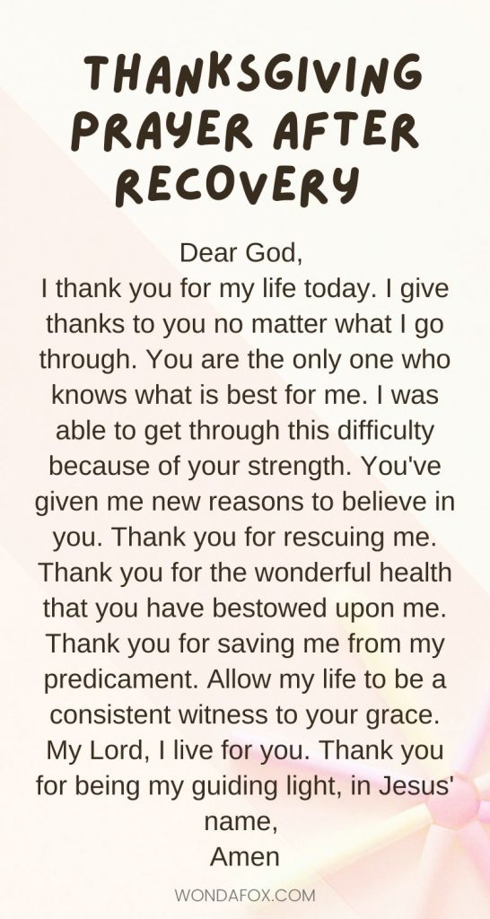  Thanksgiving prayer after recovery 