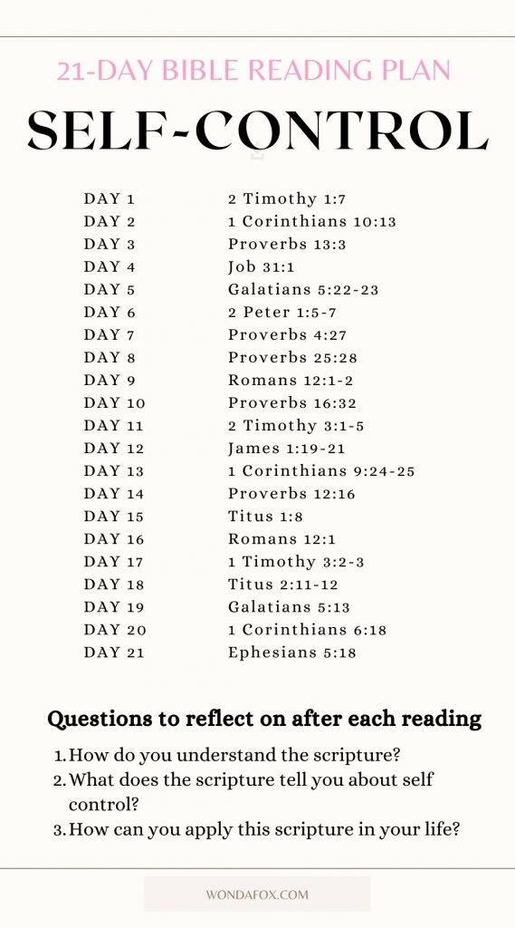 21- day bible reading plan on self-control