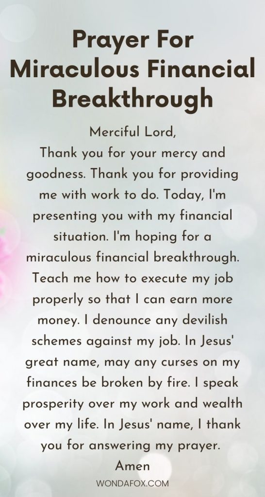 Prayer for miraculous financial breakthrough