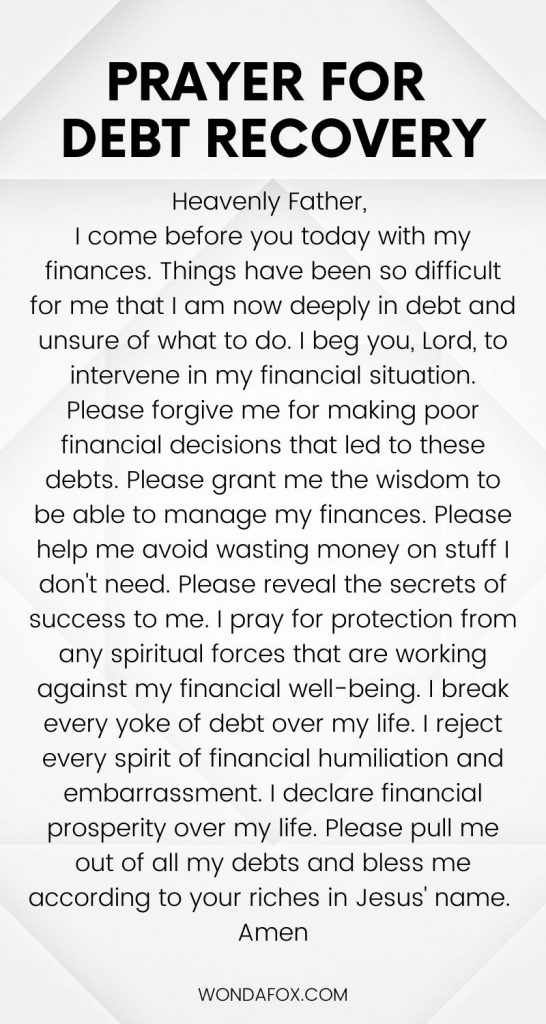 Prayer for debt recovery