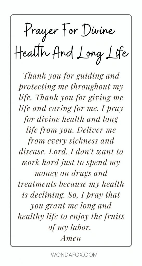Prayer for divine health and long life