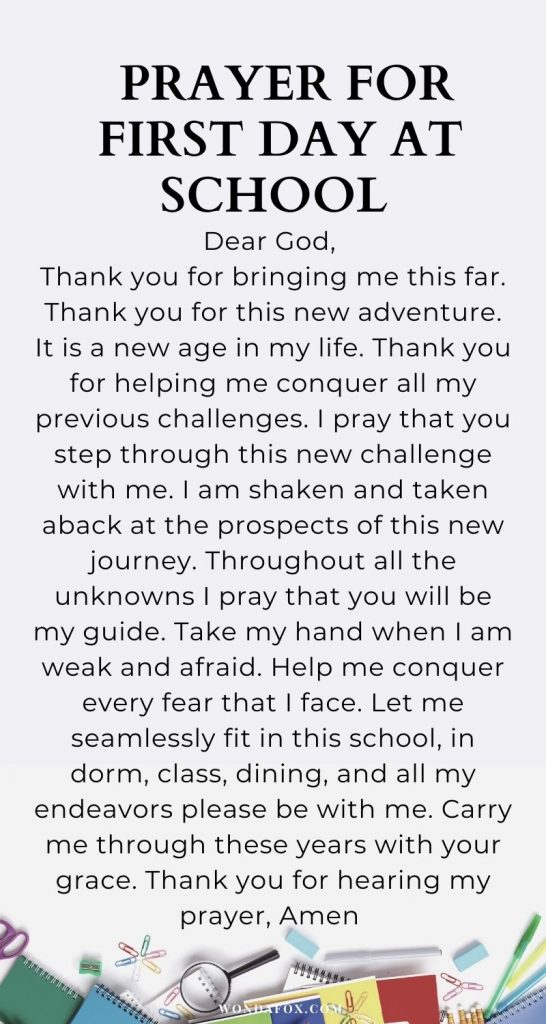  Prayer for first day at school 