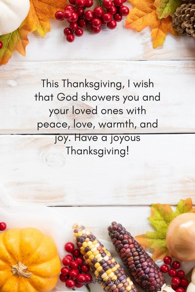This Thanksgiving, I wish that God showers you and your loved ones with peace, love, warmth, and joy. Have a joyous Thanksgiving!
