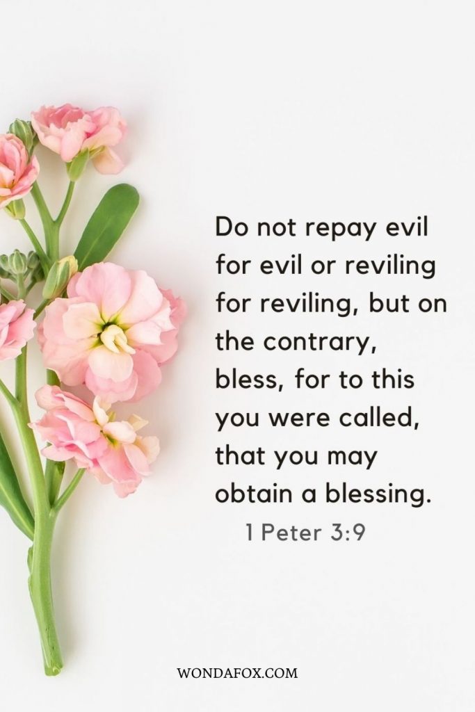 Do not repay evil for evil or reviling for reviling, but on the contrary, bless, for to this you were called, that you may obtain a blessing.