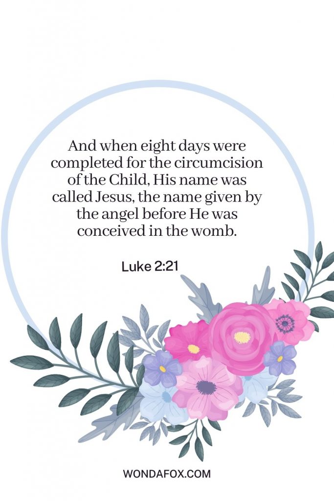 And when eight days were completed for the circumcision of the Child, His name was called Jesus, the name given by the angel before He was conceived in the womb.