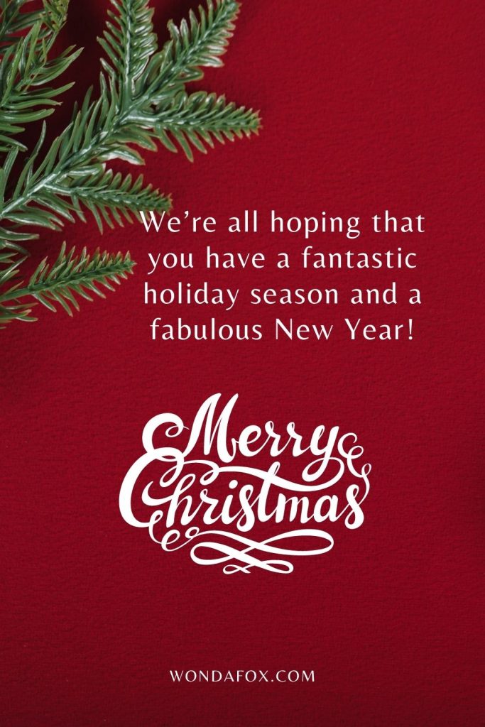 We’re all hoping that you have a fantastic holiday season and a fabulous New Year!