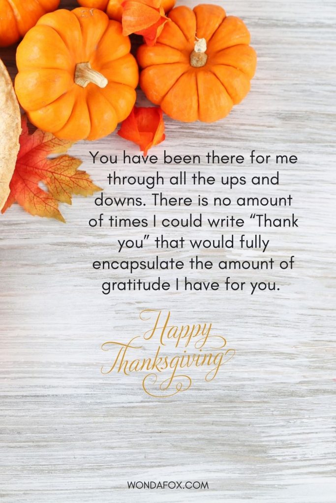 You have been there for me through all the ups and downs. There is no amount of times I could write “Thank you” that would fully encapsulate the amount of gratitude I have for you. Happy Thanksgiving!  