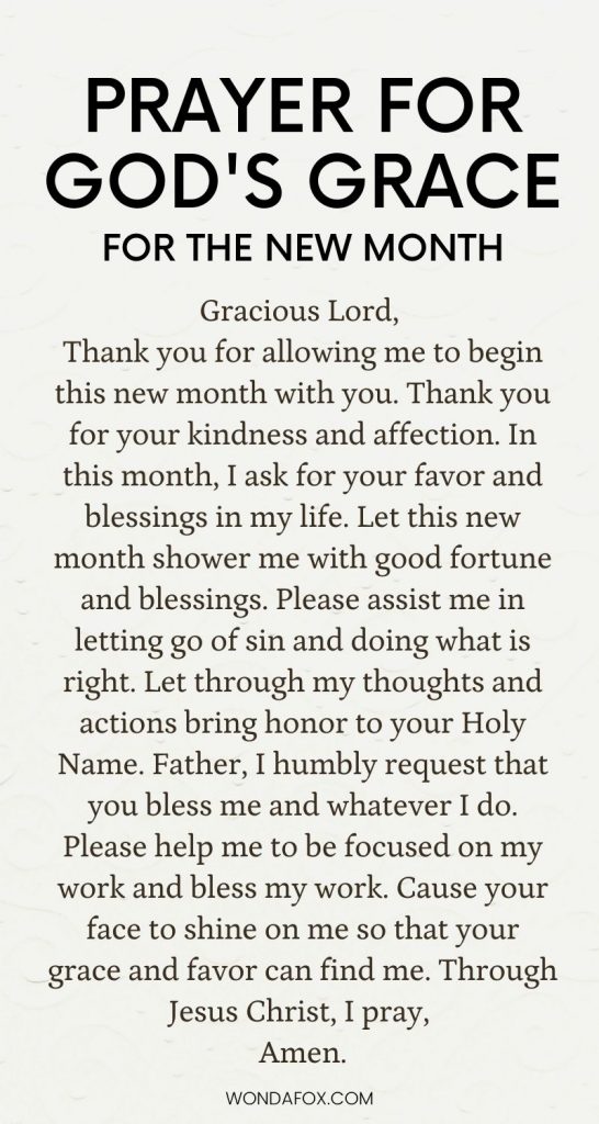 prayer for God's grace for the new month