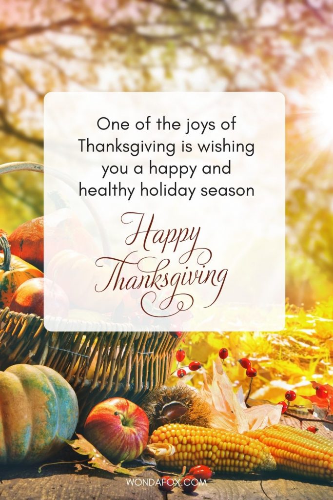 One of the joys of Thanksgiving is wishing you a happy and healthy holiday season.  Happy Thanksgiving!