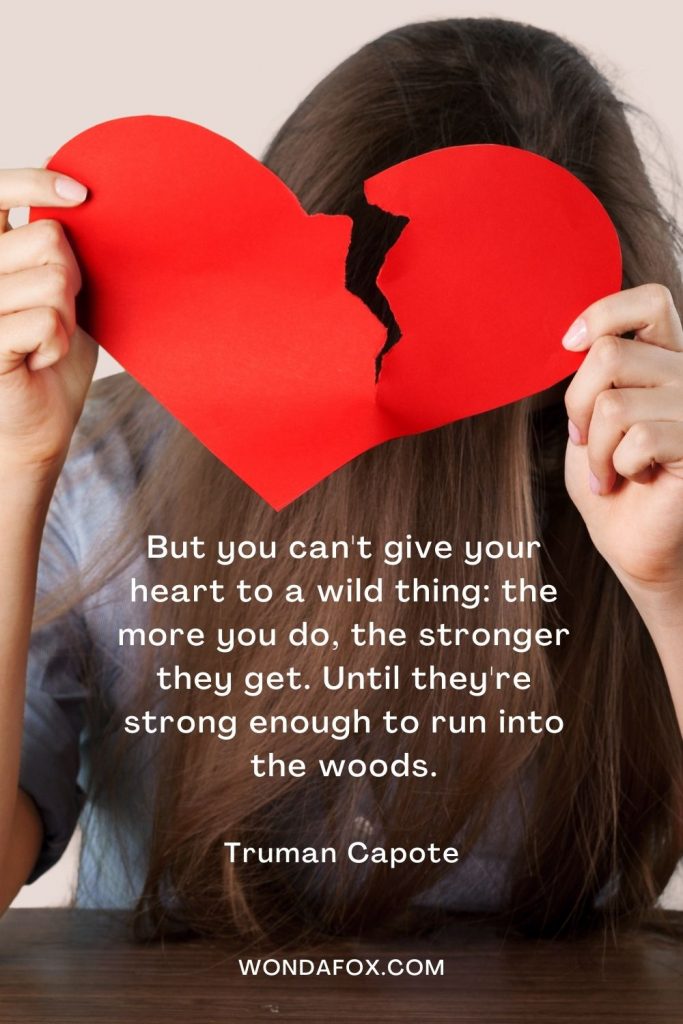 But you can't give your heart to a wild thing: the more you do, the stronger they get. Until they're strong enough to run into the woods.