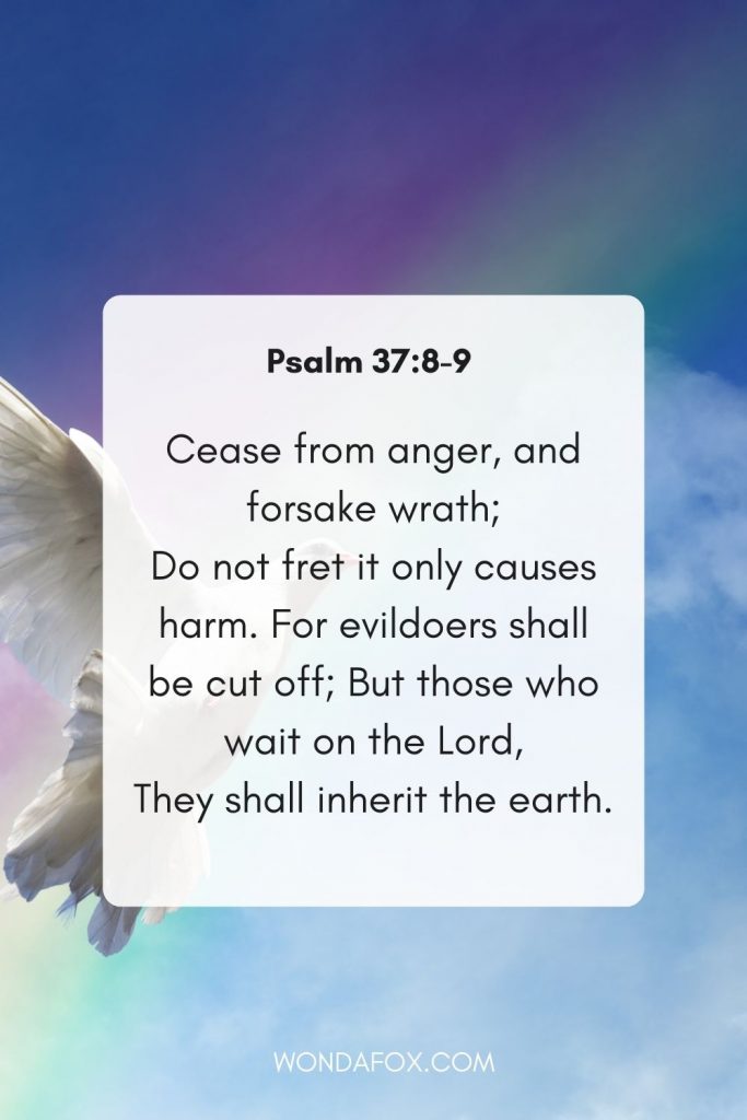 Cease from anger, and forsake wrath; Do not fret it only causes harm. For evildoers shall be  cut off; But those who wait on the Lord, They shall inherit the earth.