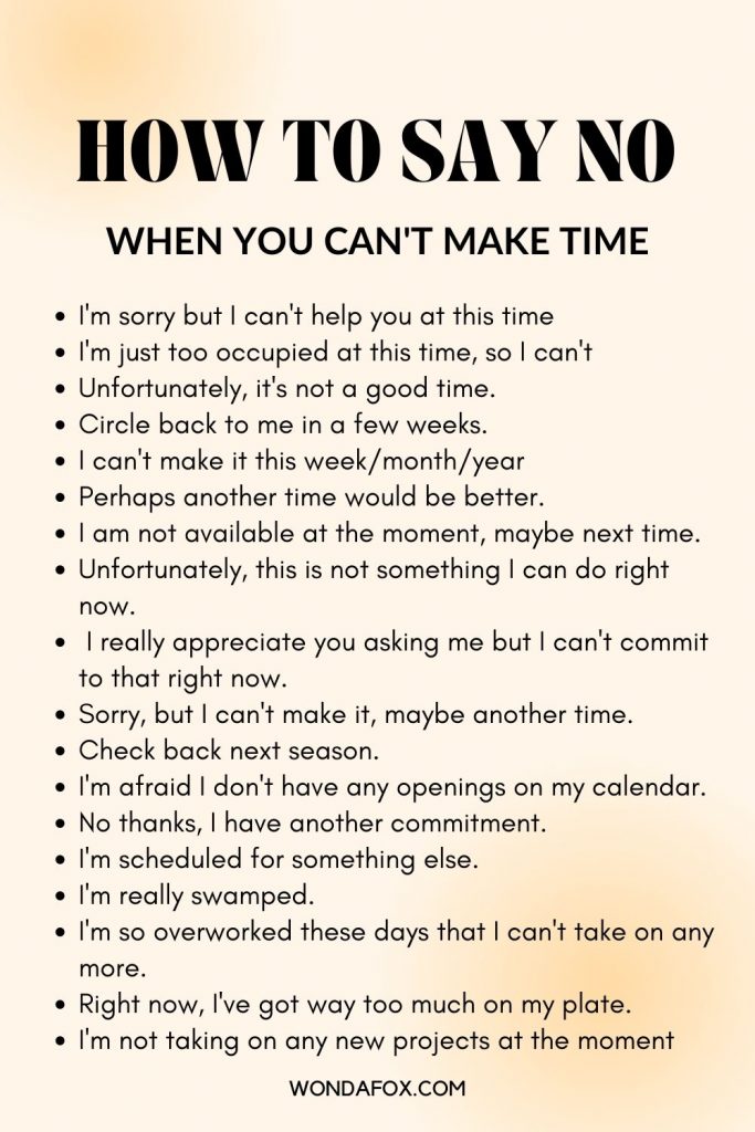 How to say no when you can't make time