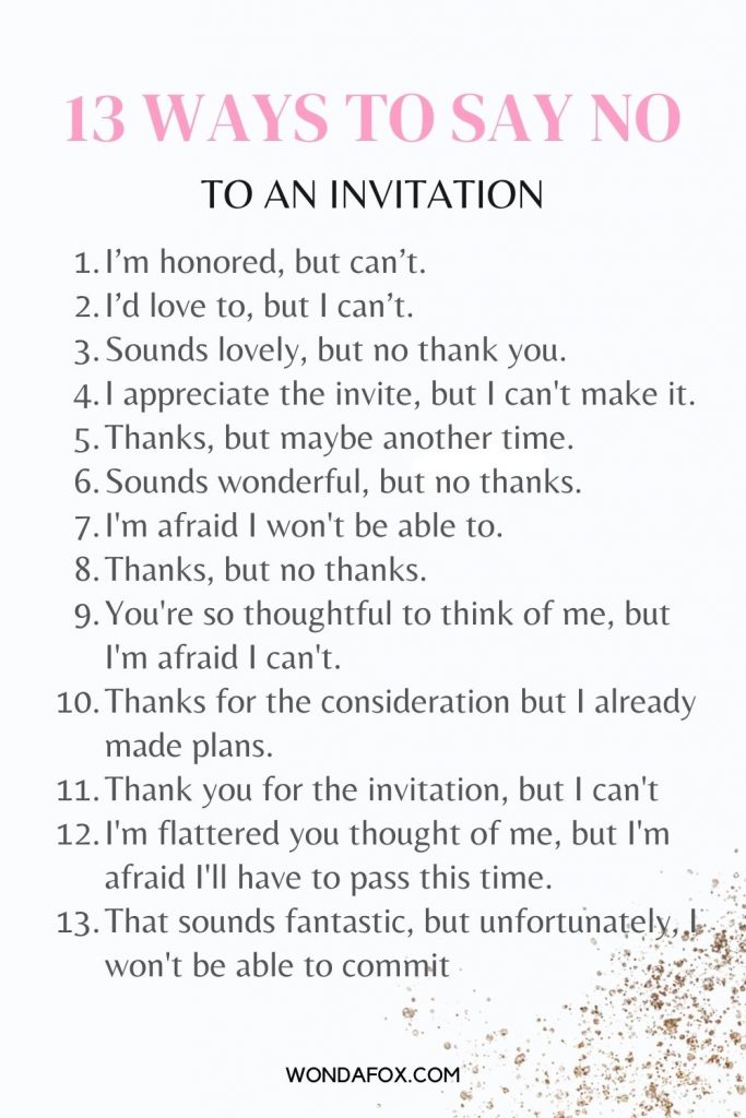 how to say no to an invitation