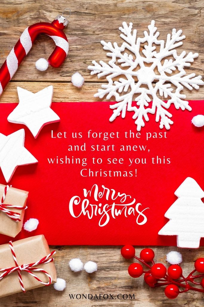 Let us forget the past and start anew, wishing to see you this Christmas!