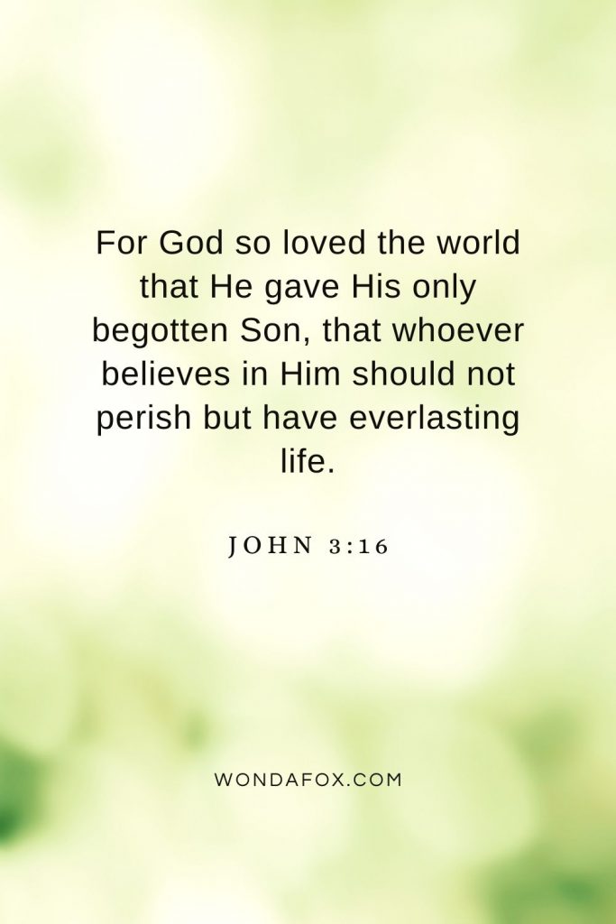 For God so loved the world that He gave His only begotten Son, that whoever believes in Him should not perish but have everlasting life John 3:16