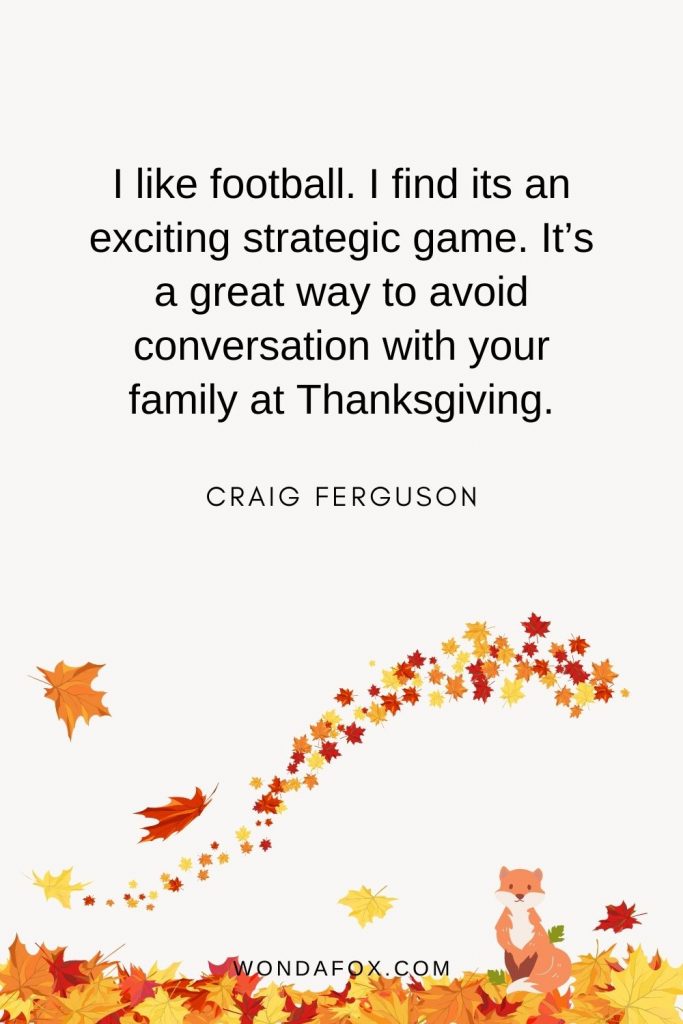 I like football. I find its an exciting strategic game. It’s a great way to avoid conversation with your family at Thanksgiving.