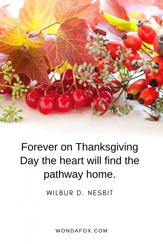 Forever on Thanksgiving Day the heart will find the pathway home.