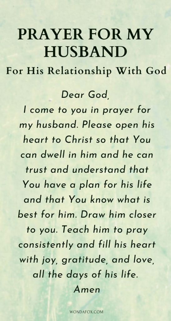 Prayers for my husband- Prayer for his relationship with God