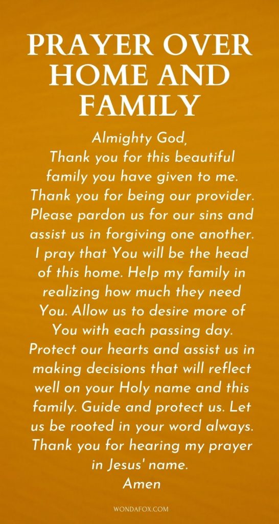 Prayer over home and family - prayers for your family