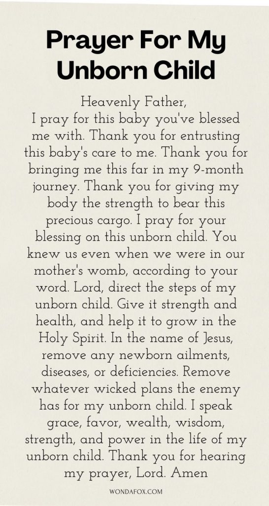 Prayer for my unborn child