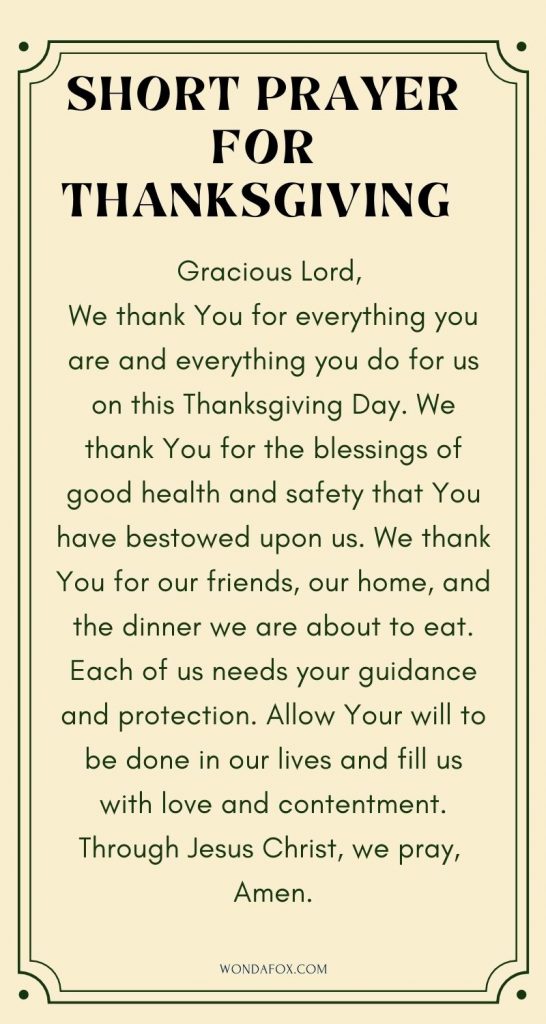 Short prayer for thanksgiving 