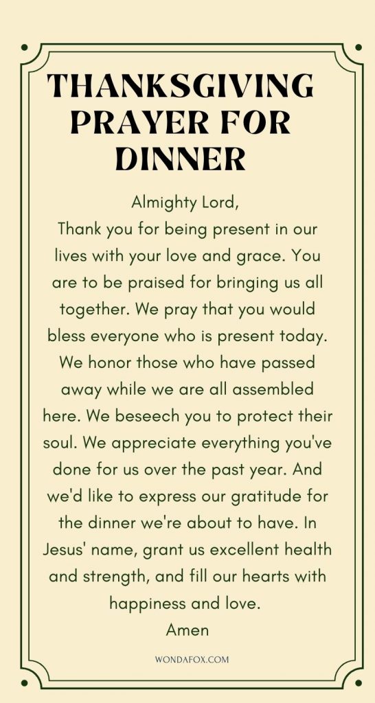 Short thanksgiving prayers for dinner 