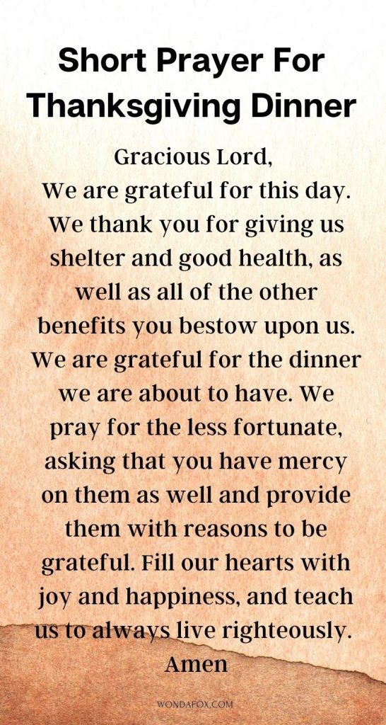 Short prayer for thanksgiving dinner 