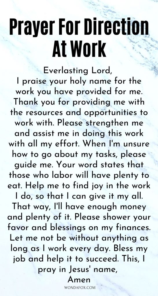 Prayer for direction at work - prayers for your work