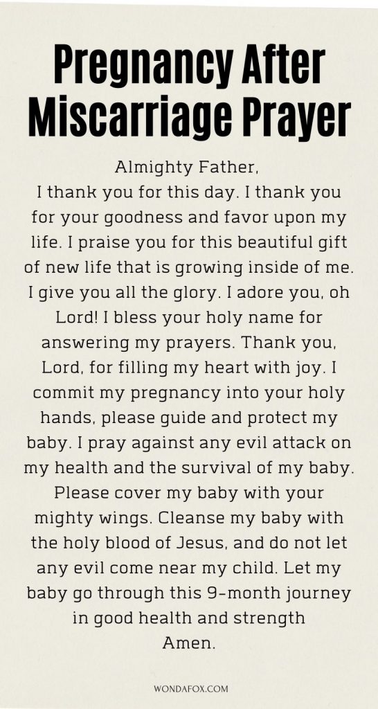 Pregnancy after miscarriage prayer