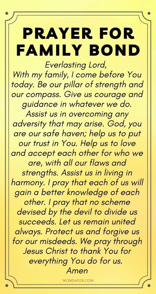 Prayer for family bond - prayers for your family
