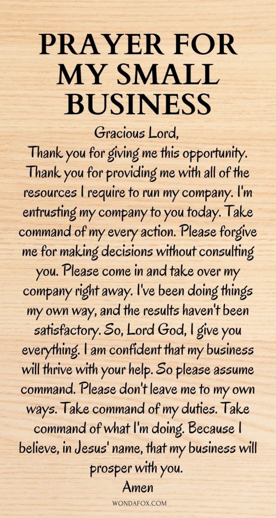 Prayer for my small business - prayers for your work