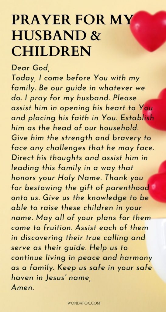 Prayer for my husband and children -prayers for my family