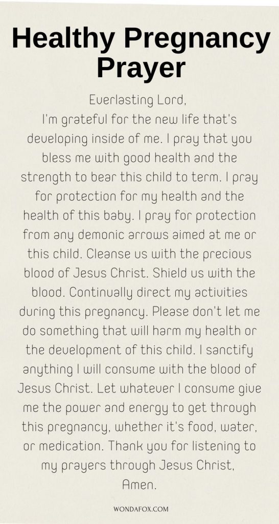 Healthy pregnancy prayer