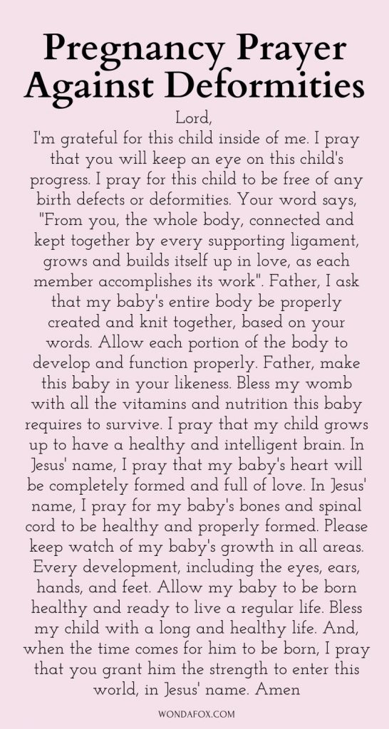 Pregnancy prayer against deformities