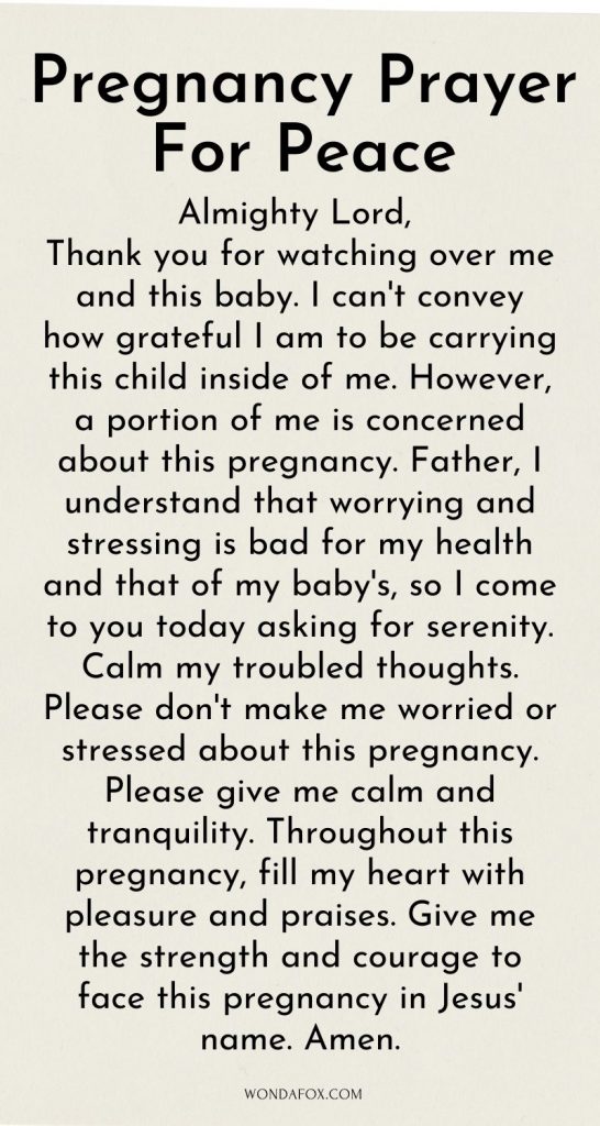 Pregnancy prayer for peace