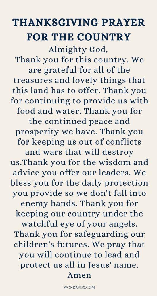 Thanksgiving prayer for the country