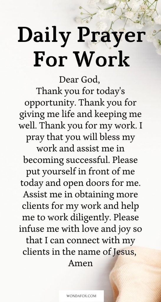 Daily prayer for work