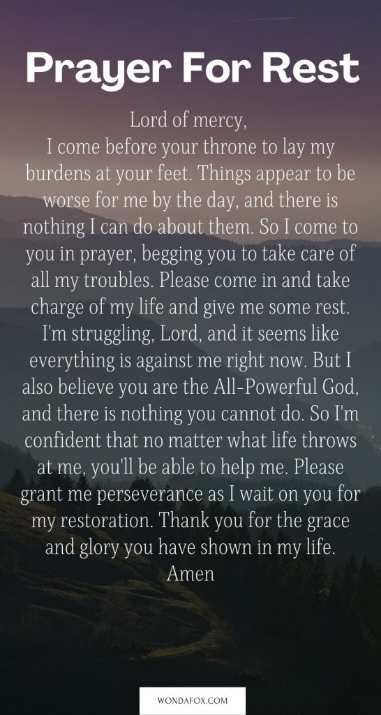 Prayer for rest