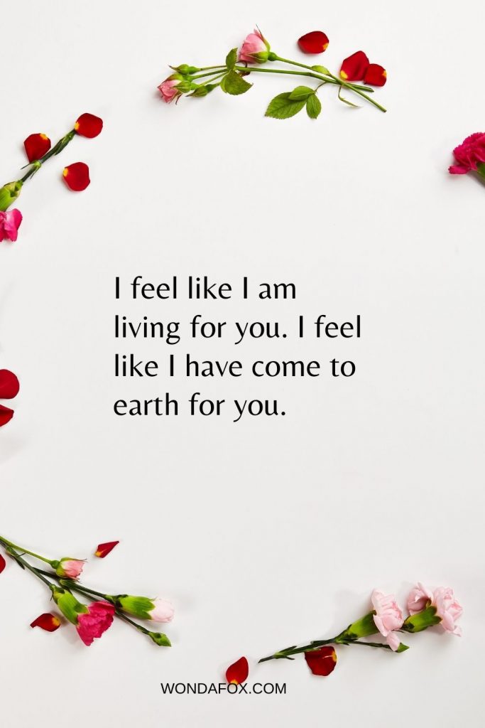I feel like I am living for you. I feel like I have come to earth for you.