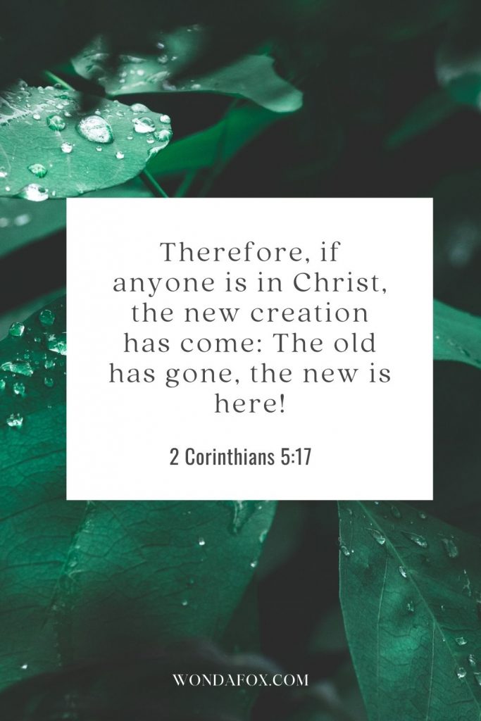 Therefore, if anyone is in Christ, the new creation has come: The old has gone, the new is here!