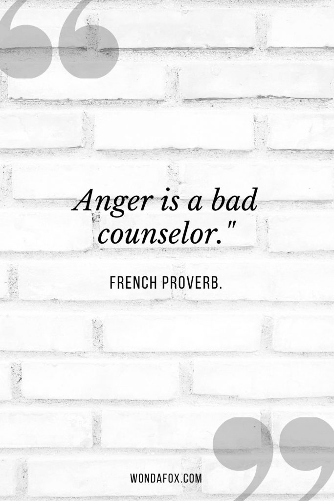 "Anger is a bad counselor."