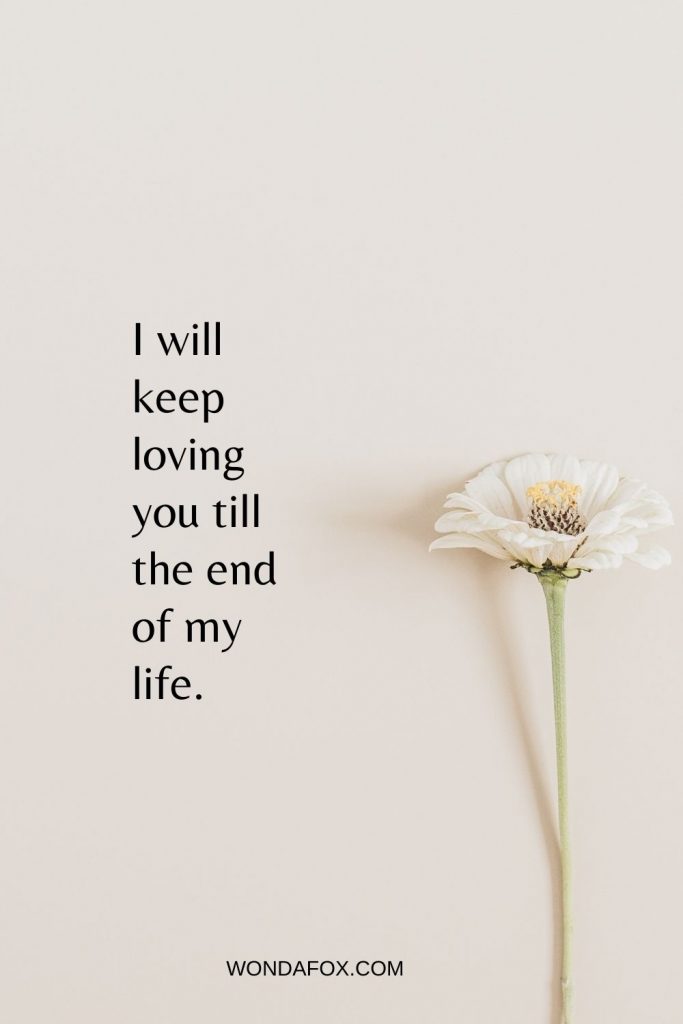 I will keep loving you till the end of my life.