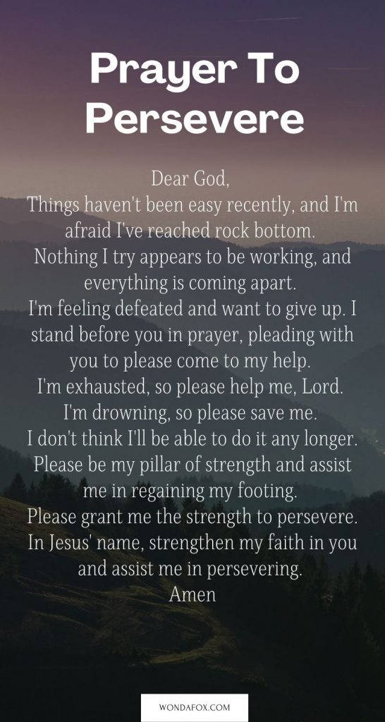 prayers for resilience - Prayer to persevere