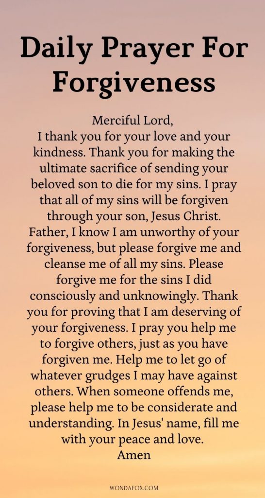 Daily prayer for forgiveness