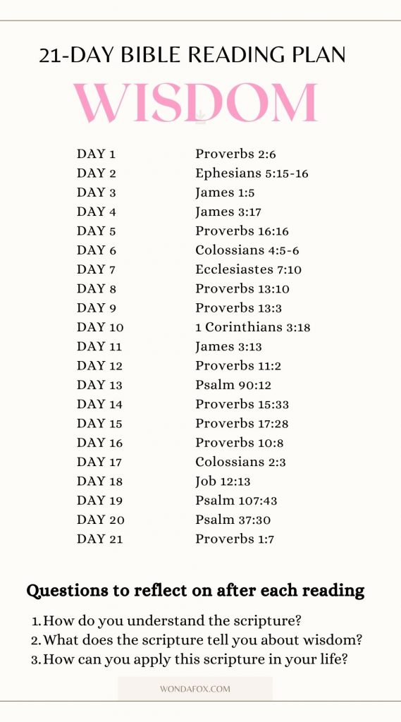   21-day wisdom bible reading plan  