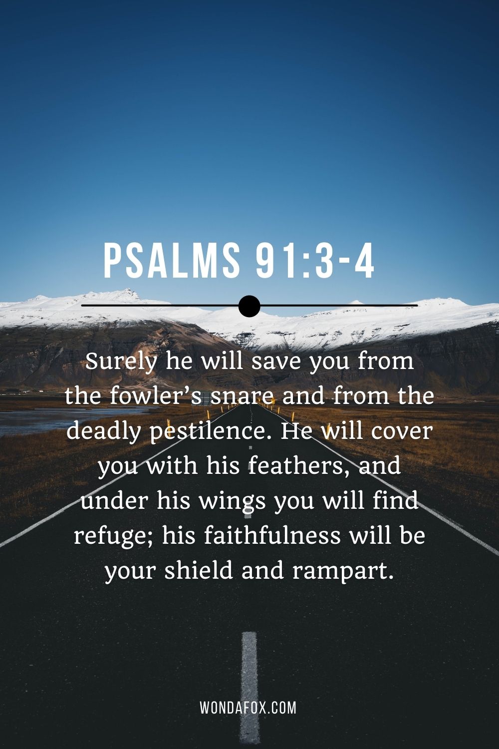 Surely he will save you from the fowler’s snare and from the deadly pestilence. He will cover you with his feathers, and under his wings you will find refuge; his faithfulness will be your shield and rampart