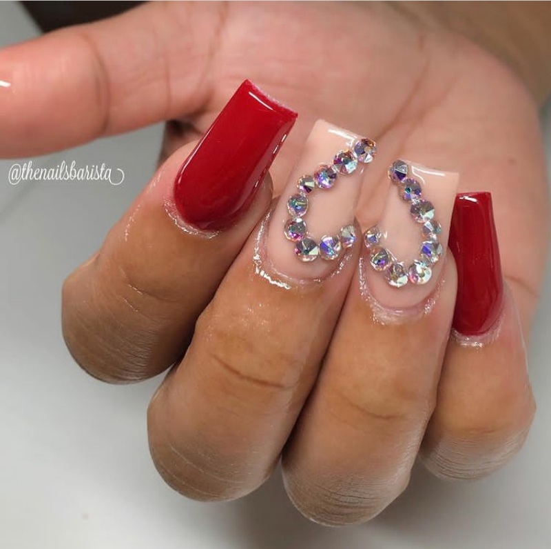valentine acrylic nail designs